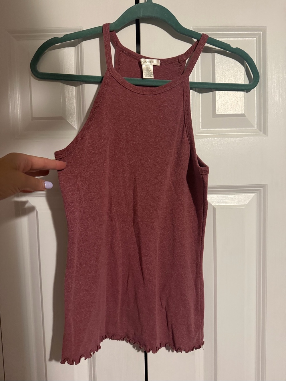 Bozzolo Mauve Ribbed Halter Tank Top